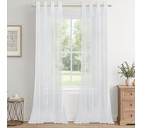 CUTEWIND Lot de 2 Rideaux Voilage Blanc Rideaux Transparent Grande Hauteur 140x300 CM, Rideau Salon Moderne Voilages Intérieurs à Oeillets pour Chambre Salle a Manger Baie Vitrée