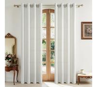 CUTEWIND Rideaux Voilage Lin Naturel Semi-Transparent à Oeillets 140x240 cm, Lot de 2 Panneaux de Rideaux Intérieurs pour Salon Chambre Salle à Manger Baie Vitrée Porte Fenetre, Écru