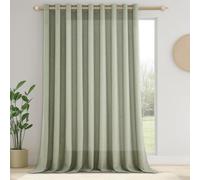 CUTEWIND Rideaux Voilage Vert Effet Lin Semi-Transparent pour Salon Moderne Rideau Voile à Oeillet Voilages Intérieurs Doux pour Fenêtre de Chambre Adulte Baie Vitrée, 1 Pièce