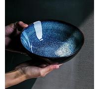 Cutfouwe Bol À Ramen De Style Japonais, Grand Bol À Nouilles en Céramique 27 Oz, Bol Bleu Glacé pour Soupe Ramen Pho Bun Soba Udon Nouilles Asiatiques,Lave-Vaisselle Et Micro-Ondes,Bleu