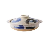 Cutfouwe Donabe Japonais Casserole Résistant à la Chaleur en Céramique avec Coiffe d'Argile, Pot d'Argile Sale Stev Sauce Santé, C, 2.2L
