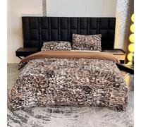 Cutfouwe Luxe Peluche Shaggy épaisse Fausse Fourrure Couette, Moelleux Lourd d'hiver Chaud, Moderne décontracté Ultra Doux Toutes Saisons Couverture literie 1 pièce,Leopard Print,King