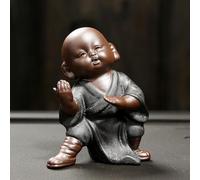 Cutfouwe Mignon Kung Fu Bouddha Figurine en céramique Shaolin Monk Statue Feng Shui Bébé Bouddha Thé Animal Pet Ornement Petite Mindfulness Home Office Zen Décor Arts Martiaux Décor,C