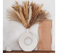 Cutfouwe Vase en Céramique Blanc Matt, Moderne, Ronde, 26 cm de Haut, pour Fleurs Sèches ou Pampas Grass, Décoration de Salle de Séjour