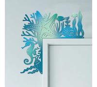 CUTHOLLOW Étoile de mer et corail Ornement de Cadre de Porte en Métal, 9,8" x9,8 métal Unique Suspendu Au-dessus Cadre de Porte, Accent Coin pour Maison, Porte d’entrée, Chambre, Salle de Bain