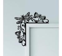 CUTHOLLOW Libellule Métal Ornement de Cadre de Porte, Décoration Murale Noir pour Porte, Art Déco Originale d'angle de Portail pour Chambre d'enfant, Maison, Salle de Bain, Chambre