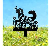 CUTHOLLOW Marqueur de plante en métal avec motif chien et papillon pour extérieur et intérieur, étanche, 30 cm, jolies étiquettes pour plantes de jardin, décoration de serre de ferme, cadeaux amusants