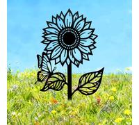 CUTHOLLOW Marqueur de plante en métal avec tournesols et papillons pour extérieur et intérieur, imperméable, 30 cm, jolies étiquettes pour plantes de jardin, décoration de serre de ferme, cadeaux