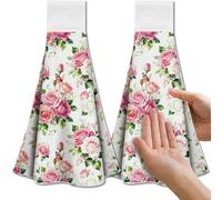 CUTHOLLOW Serviettes Cuisine Rosa und weiße Rosen, Attache, Lot de 2