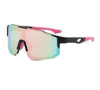 CUTIECLUB Lunettes de cyclisme, verres interchangeables, protection UV400, unisexe PC semi-monté, coupe-vent, monture noire, verres roses pour hommes et femmes, sports de plein air