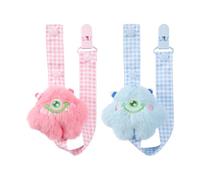 CutiePlusU Attaches de tétine pour adultes - Lot de 2 - Porte-tétine avec cordon - Accessoire universel pour toutes les tétines - Pink&Blue Monsters