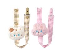 CutiePlusU Attaches de tétine pour adultes - Lot de 2 - Porte-tétine avec cordon - Accessoire universel pour toutes les tétines - Pink Bunny&Brown Kitten