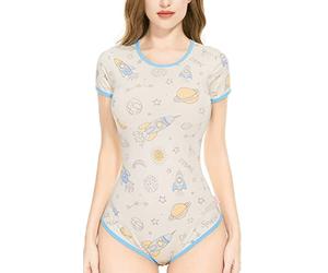 CutiePlusU Body en coton avec boutons à l'entrejambe pour adultes Basics Onesie Romantic Planet M