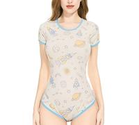 CutiePlusU Body en coton avec boutons à l'entrejambe pour adultes Basics Onesie Romantic Planet S