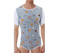 CutiePlusU Combinaison Homme en Coton à Boutons à l'entrejambe - Body Une-Pièce Adulte pour Homme avec Imprimé - Petit Zoo L