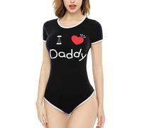 CutiePlusU Coton Bouton à l'Entrejambe Bodysuits Adulte Barboteuse Basique Onesie SkyBlue XS, « Ich Liebe Daddy », XXL