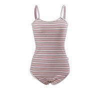 CutiePlusU Coton Bouton Entrejambe Adulte Boucle Onesie Body Pyjama Grenouillère, Rayures de couleur, XXL