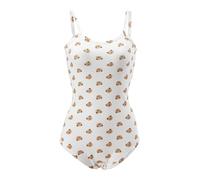 CutiePlusU coton bouton entrejambe adulte Onesie Bodysuit Pyjamas Strampler - Ours à café Ivoire 2XL