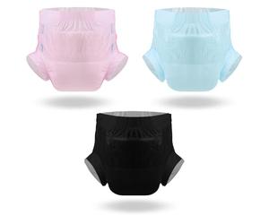 CutiePlusU Couches de Nuit Adulte Maxi Absorption - Lot de 3 - Surface Sèche, Respirant, Anti-Fuites - Discret & Sécurisé - Rose/Bleu/Noir（M 71-96CM)