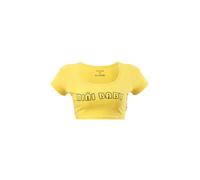 CutiePlusU Femme Débardeur Tops Mini T-Shirt Manches Courtes Sexy Slim Fit Tees - Mini Bébé Jaune 2XL