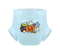 CutiePlusU Lot de 3 couches jetables pour adultes - Surface sèche - Absorption maximale pendant la nuit - Halloween Pumpkin Blue （M 71-96CM)