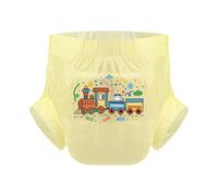 CutiePlusU Lot de 3 couches jetables pour adultes - Surface sèche - Absorption maximale pendant la nuit - Motif chaton Kawaii - Jaune train (L37"-47")