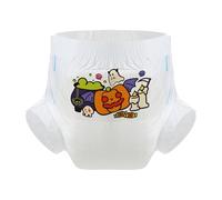 CutiePlusU Lot de 3 couches jetables pour adultes - Surface sèche - Absorption maximale pendant la nuit - Halloween Pumpkin White（L 95-120CM)