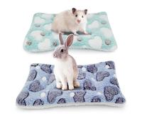 CutitiUU Lot de 2 Tapis de lit pour Petit Animal,36x25CM,Coussinets d'hiver en Coton pour Animaux de Compagnie,Motif d'amour,Warm Fluffy Puppy Blanket Fleece Rabbit Guinea Pig Pad Bed Sleep Mat