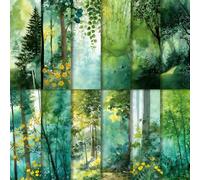 CutitiUU Lot de 24 blocs de papier pour scrapbooking - Papier origami coloré de style forêt - 15,2 x 15,2 cm - Pour découpage, albums photo, peinture à l'huile de forêt, décoration à faire soi-même