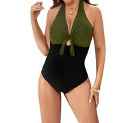 CutitiUU Maillot de Bain Femme Sexy Col en V Gainant Ventre Plat Maillots Push Up Amincissant Monokini Maillot de Bain Bikini Sexy Maillot de Bain à col Montant Réglable Rembourré Swimsuit(M)