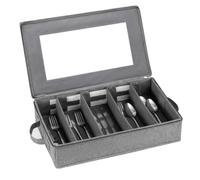 Cutlery Storage Box, Adjustable Oxford Cloth Silverware Organizer 16.14 In | Highlights: Adjustable Interior Separates Utensils Neatly Clear Window Offers Easy Viewing Covered Oxford Cloth Design