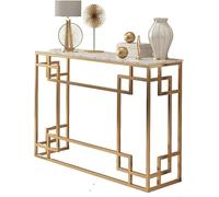 CUTPOIY Console rectangulaire en laiton, table d'entrée, dessus de table en marbre, base stable, table pour salon, couloir (100 x 30 x 80 cm)