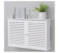 CUTPOIY Étagères flottantes, boîte de rangement murale WiFi, cachette WiFi décorative, étagère murale en tête de lit, blanc, 48 x 40 x 11 cm
