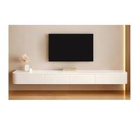 CUTPOIY Meuble TV flottant en bois avec tiroirs, étagère murale moderne pour console multimédia, meuble de rangement TV, centre de divertissement avec dos creux et trou de câble, pour salon, blanc