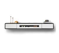 CUTPOIY Meuble TV mural flottant avec tiroirs et portes, console multimédia murale en bois avec câble et trou pour routeur, support de rangement moderne pour centre de divertissement pour salon, D-160