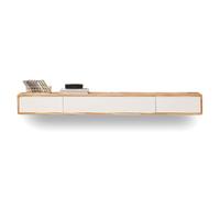 CUTPOIY Support TV flottant, meuble TV mural, console multimédia moderne, armoire de rangement sous TV, long banc TV, étagères TV pour salon, chambre à coucher, F-140 x 24 x 20 cm