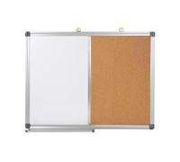 CUTPOIY Tableau combiné en liège avec porte-stylo, tableau d'affichage tableau blanc effaçable à sec - cadre en aluminium argenté pour la maison, l'école, le bureau, la salle de classe (taille : 45 x