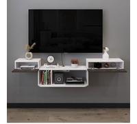 CUTPOIY Unité murale flottante 160/180/200 cm, meuble TV mural, console multimédia de divertissement, couramment utilisé dans les salons et les chambres, blanc, 200 x 25 x 40 cm