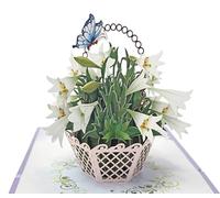 CUTPOPUP - Carte de condoléances en papier avec motif lys blanc, carte pop-up pour perte d'un être cher, animal de compagnie, maman, papa, enfant, pensant à vous, condoléances, deuil, deuil