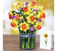 CUTPOPUP - Cartes d'anniversaire pop-up pour femme, bouquet de jonquilles, 18 x 22,5 cm, carte de fleurs 3D pour épouse, elle, fille, sœur, maman, anniversaire, Saint-Valentin, fête des mères