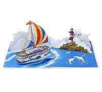 CUTPOPUP Cruise ship, Bateau de croisière, Carte pop-up Fête des pères, vœux d'anniversaire 3D, carte de fête des pères pour grand-père, papa, parrain, mari, fils (Bateau de croisière) SD247FR1520