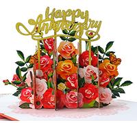 CUTPOPUP Flowers Anniversary - Carte d'anniversaire pop-up, carte de vœux de mariage 3D (anniversaire de fleurs) US8-OC212FR1515