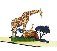CUTPOPUP Giraffe Family - Carte d'anniversaire Pop Up, Carte de vœux 3D (Famille girafe) US8-AN044FR1515