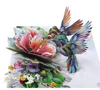 CUTPOPUP Hibicus Hummingbird, Carte d'anniversaire pop-up, Fête des mères, Carte de vœux pop-up 3D (fleur d'hibiscus et couple de colibris) LO174FR1520