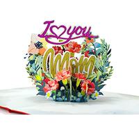 CUTPOPUP I Love Mom - carte fete des meres, Carte pop-up pour la fête des mères, carte de vœux 3D pour la fête des mères