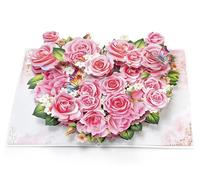 CUTPOPUP LO180UK LO180UK - Carte d'anniversaire de mariage, carte de Saint-Valentin pop-up 3D, motif roses rouges, cœur pour lui, elle, épouse, mari, maman, papa, fils (cœur de roses rouges)