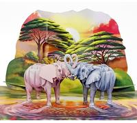 CUTPOPUP LO197US1520 - Carte d'anniversaire pop-up 3D pour couple d'animaux - Carte d'amour pour elle, épouse, mari, lui (couple d'éléphants)