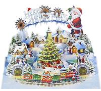 CUTPOPUP Merry town, Carte de Noël Pop-up, 3D, Joyeux Noël, Nouvel An, cartes de vœux pour les fêtes (Joyeuse ville) CN317FR1520