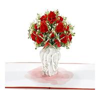 CUTPOPUP Roses - Carte pop-up pour la fête des mères, carte de vœux d'anniversaire 3D (roses rouges fantaisie) US8-FL161FR1520