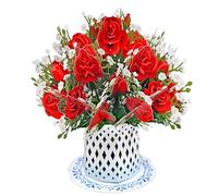 CUTPOPUP Roses Flower Bouquet - carte de vœux d'anniversaire pop-up 3D avec fleurs détachables, carte d'anniversaire pour femme, maman, grand-mère, détachable 48FR2727